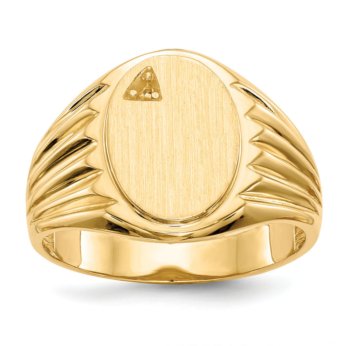 14k 10.0x13.5mm Open Back Diamond Mens Signet Ring Mounting-RS178