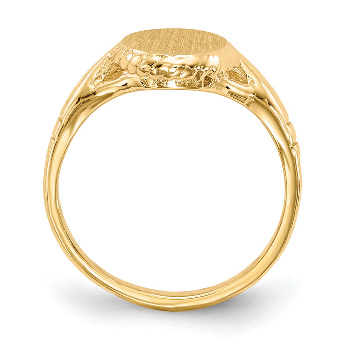 14k 8.5x6.5mm Open Back Child's Signet Ring-RS194