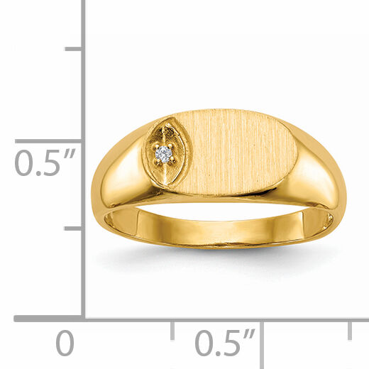 14k 11.0x6.5mm AA Diamond Open Back Signet Ring-RS272AA