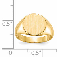 14k 10.5x11.0mm Closed Back Signet Ring-RS277