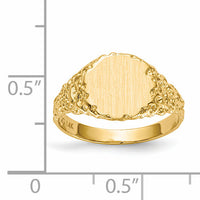 14k 9.5x8.5mm Closed Back Signet Ring-RS291