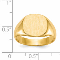 14k 13.5x12.5mm Closed Back Mens Signet Ring-RS301