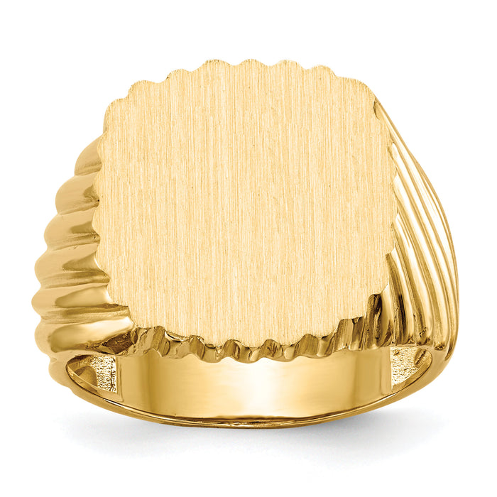 14k 16.5x18.0mm Open Back Mens Signet Ring-RS326