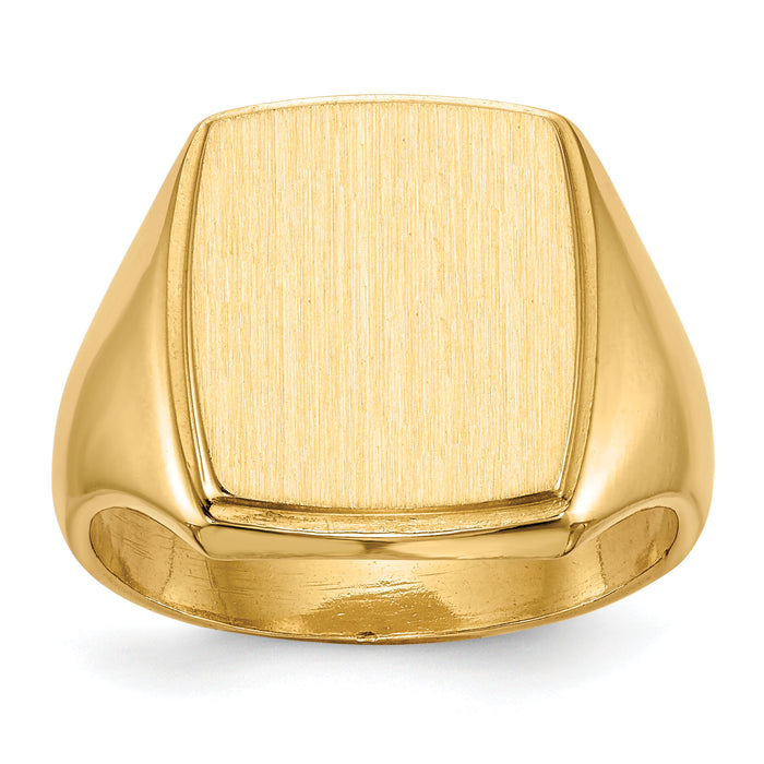 14k 13.0x14.5mm Closed Back Mens Signet Ring-RS327