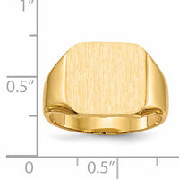 14k 13.0mm x14.0mm Closed Back Mens Signet Ring-RS341
