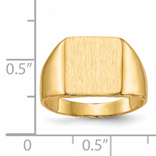 14k 11.0x11.5mm Closed Back Signet Ring-RS358A