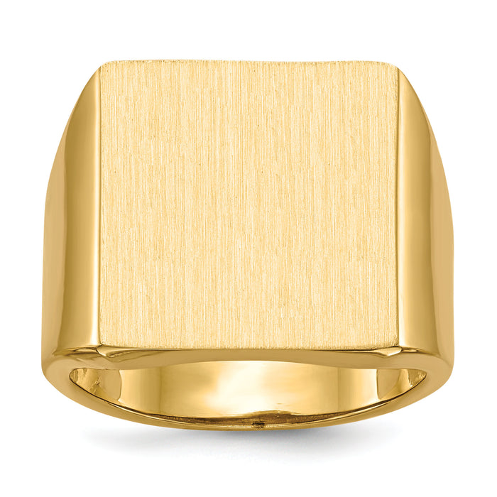 14k 16.5x17.5mm Open Back Mens Signet Ring-RS367