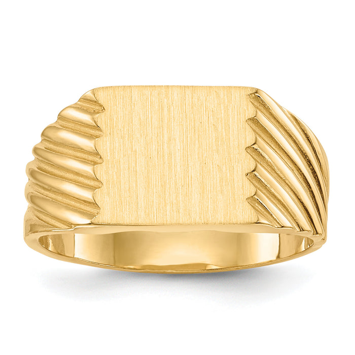 14k 9.0x9.0mm Closed Back Signet Ring-RS370