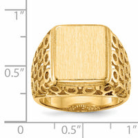 14k 11.5 x 13.5mm Open Back Mens Signet Ring-RS377