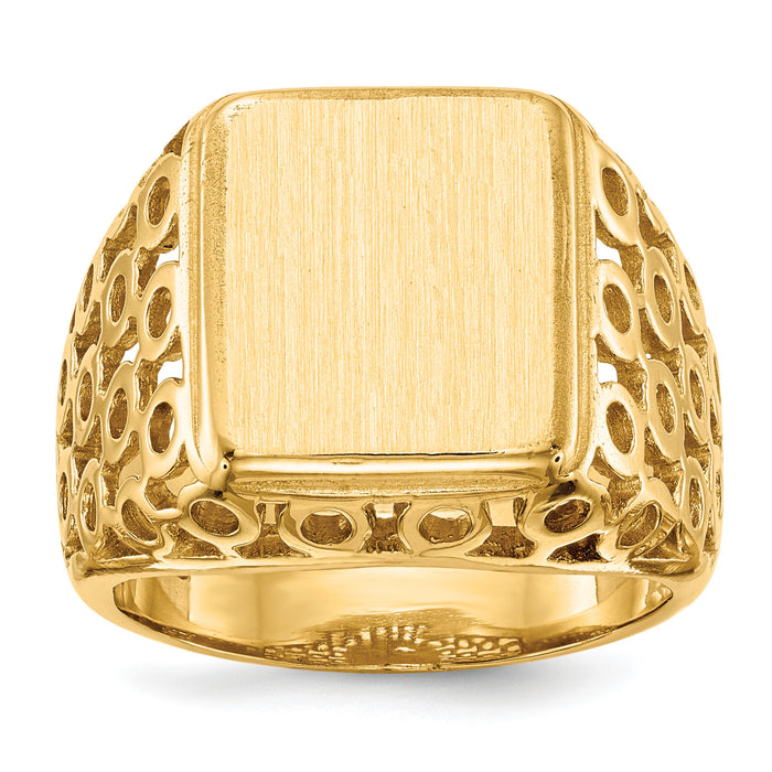 14k 11.5 x 13.5mm Open Back Mens Signet Ring-RS377