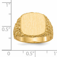 14k 13.5x13.5mm Closed Back Mens Signet Ring-RS384