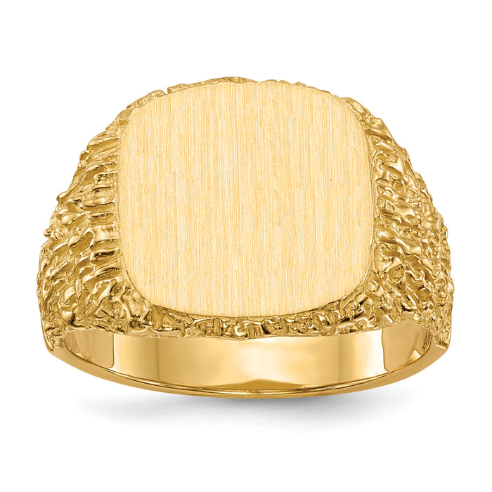 14k 13.5x13.5mm Closed Back Mens Signet Ring-RS384
