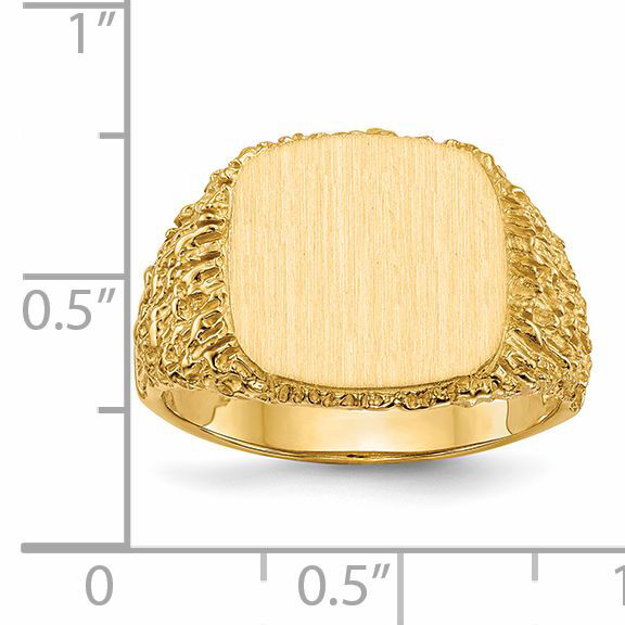 14k 13.5x13.5mm Open Back Mens Signet Ring-RS385