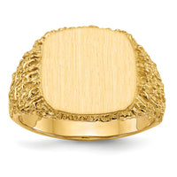 14k 13.5x13.5mm Open Back Mens Signet Ring-RS385