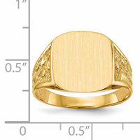 14k 14.0x12.5mm Closed Back Mens Signet Ring-RS387