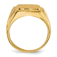 14k 12.0x11.5mm Grooved Sides Open Back AA Diamond Signet Ring-RS395AA