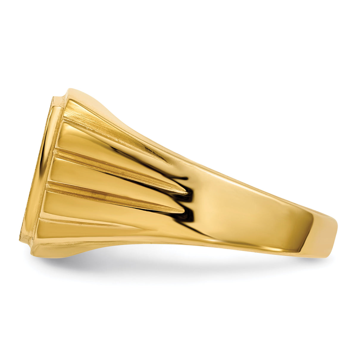 14k 12.0x11.5mm Grooved Sides Open Back AA Diamond Signet Ring-RS395AA