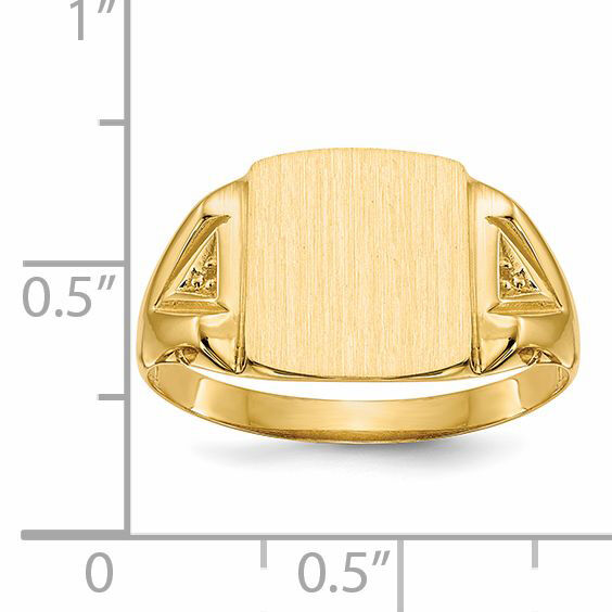 14k 11.0x12.0mm Open Back Diamond Mens Signet Ring Mounting-RS396