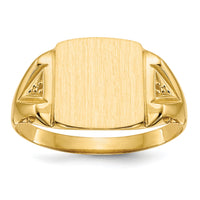 14k 11.0x12.0mm Open Back Diamond Mens Signet Ring Mounting-RS396