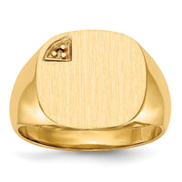 14k 15.0x15.0mm Closed Back Diamond Mens Signet Ring Mounting-RS397