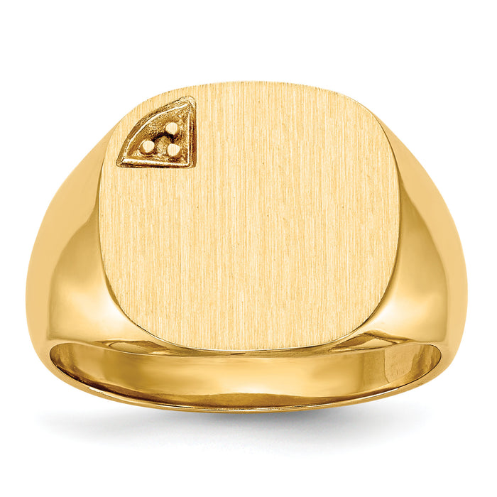 14k 15.0x15.0mm Closed Back Diamond Mens Signet Ring Mounting-RS397