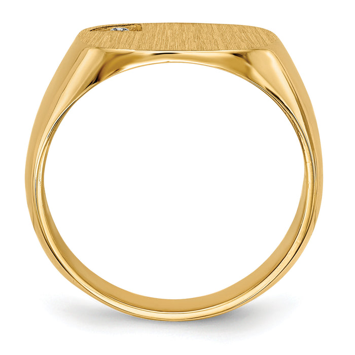 14k 15.0x15.0mm Closed Back AA Diamond Mens Signet Ring-RS397AA