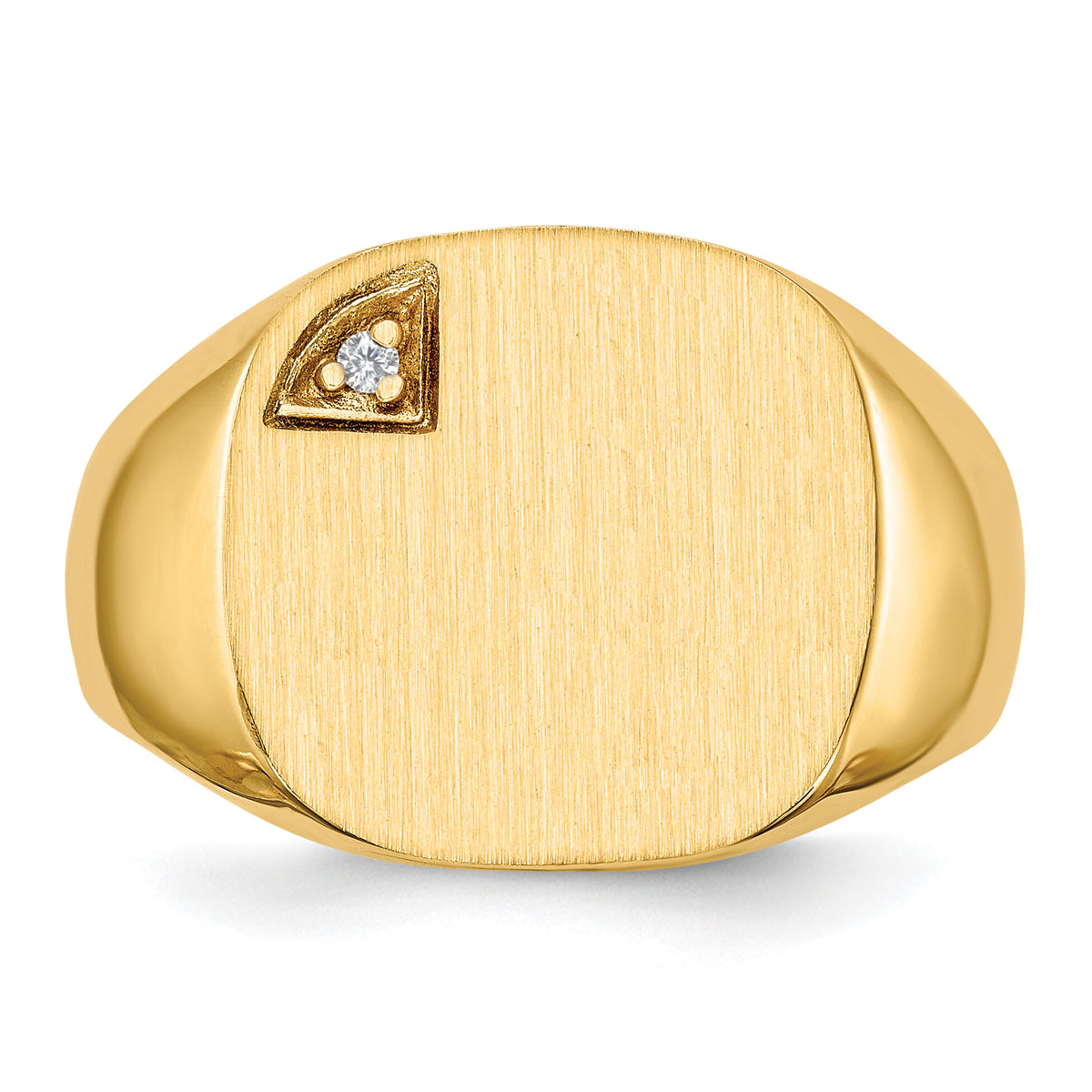 14k 15.0x15.0mm Closed Back AA Diamond Mens Signet Ring-RS397AA