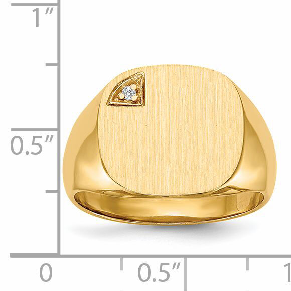 14k 15.0x15.0mm Closed Back AA Diamond Mens Signet Ring-RS397AA