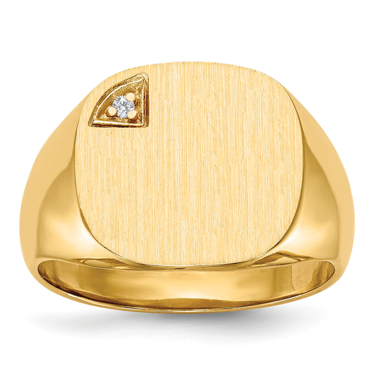 14k 15.0x15.0mm Closed Back AA Diamond Mens Signet Ring-RS397AA