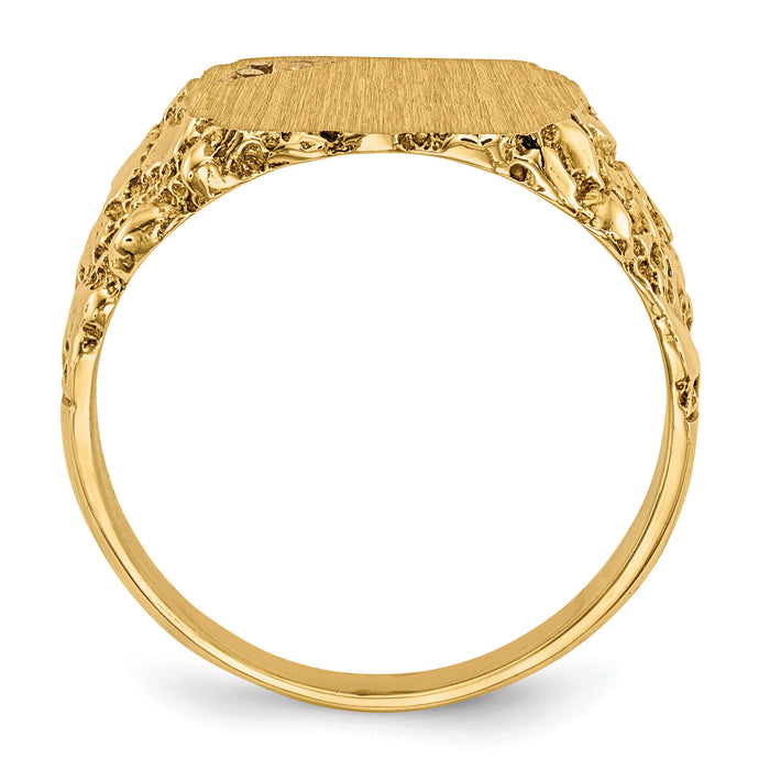 14k 11.5x10.0mm Diamond Closed Back Signet Ring Mounting-RS398