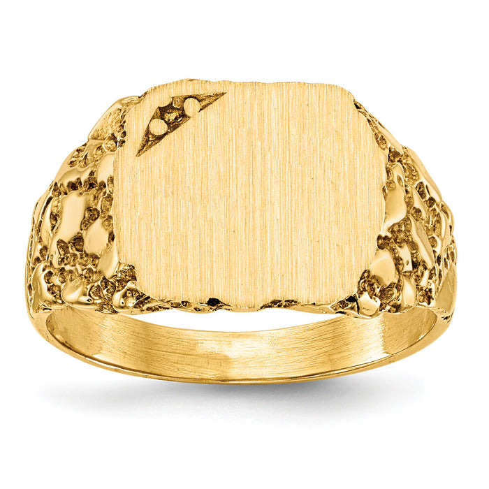 14k 11.5x10.0mm Diamond Closed Back Signet Ring Mounting-RS398