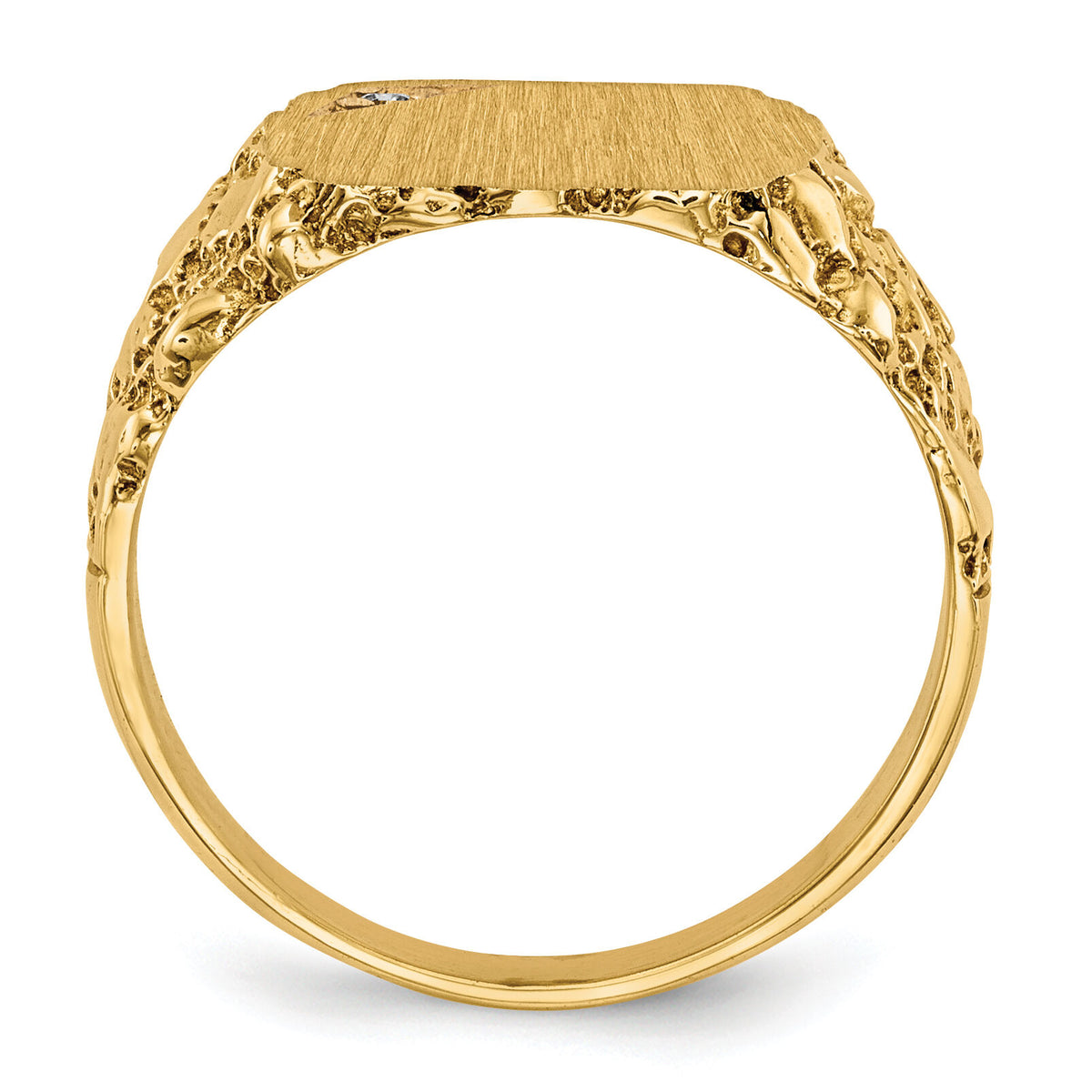 14k 11.5x10.0mm AA Diamond Closed Back Signet Ring-RS398AA