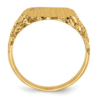 14k 11.5x10.0mm AA Diamond Closed Back Signet Ring-RS398AA