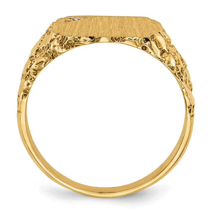 14k 11.5x10.0mm AA Diamond Closed Back Signet Ring-RS398AA