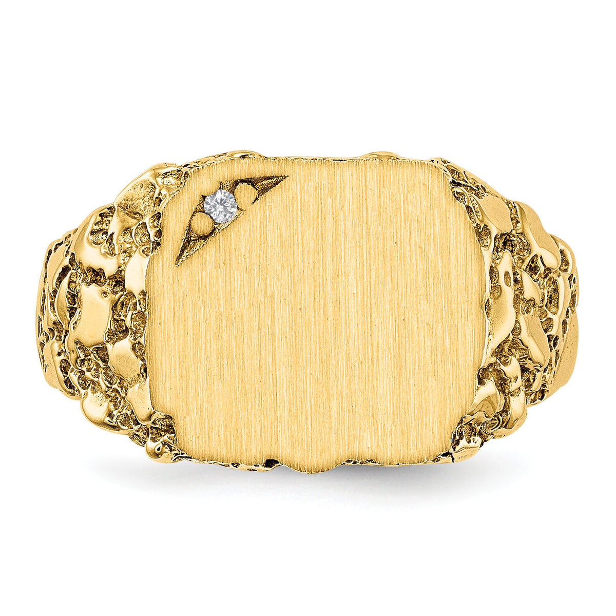 14k 11.5x10.0mm AA Diamond Closed Back Signet Ring-RS398AA