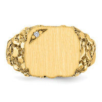 14k 11.5x10.0mm AA Diamond Closed Back Signet Ring-RS398AA
