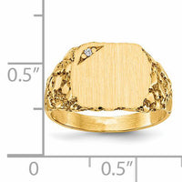 14k 11.5x10.0mm AA Diamond Closed Back Signet Ring-RS398AA