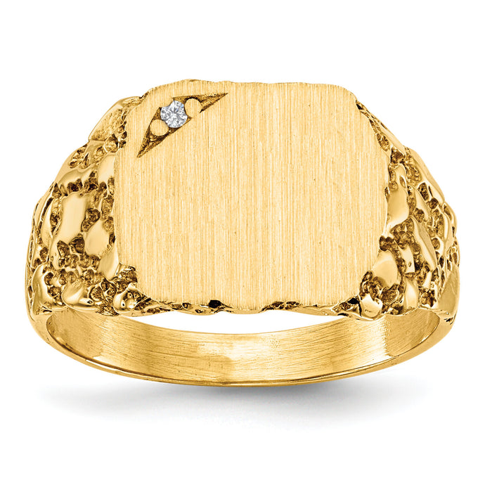 14k 11.5x10.0mm AA Diamond Closed Back Signet Ring-RS398AA