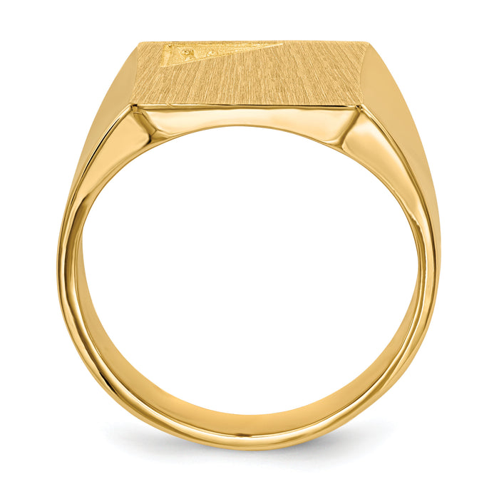 14k 13.0x14.0mm Closed Back Diamond Mens Signet Ring Mounting-RS458