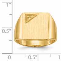 14k 13.0x14.0mm Closed Back Diamond Mens Signet Ring Mounting-RS458