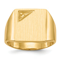 14k 13.0x14.0mm Closed Back Diamond Mens Signet Ring Mounting-RS458