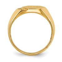 14k 11.5x11.5mm Open Back Diamond Mens Signet Ring Mounting-RS495