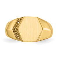 14k 11.5x11.5mm Open Back Diamond Mens Signet Ring Mounting-RS495