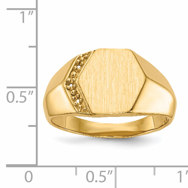 14k 11.5x11.5mm Open Back Diamond Mens Signet Ring Mounting-RS495