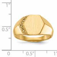 14k 11.5x11.5mm Open Back Diamond Mens Signet Ring Mounting-RS495