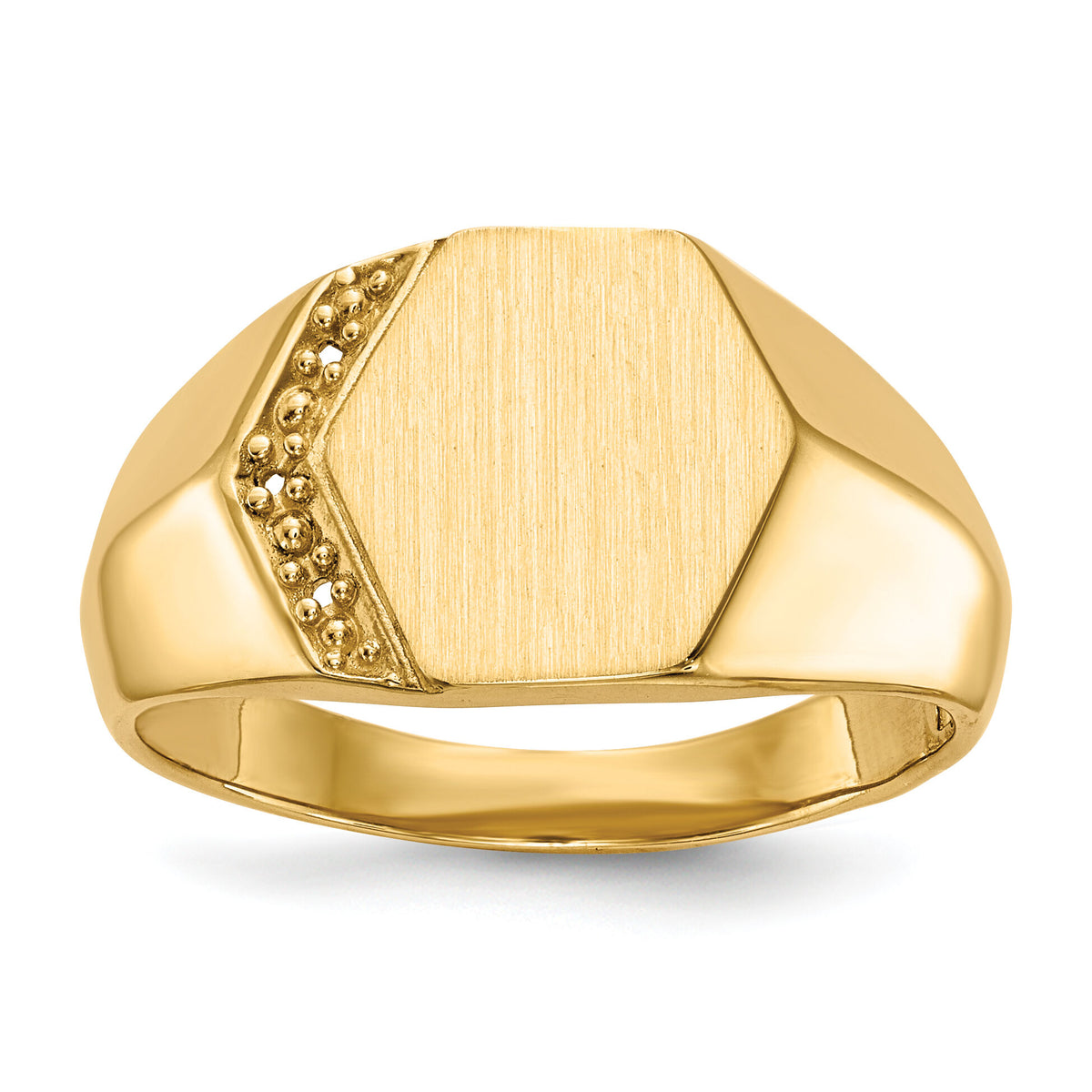 14k 11.5x11.5mm Open Back Diamond Mens Signet Ring Mounting-RS495