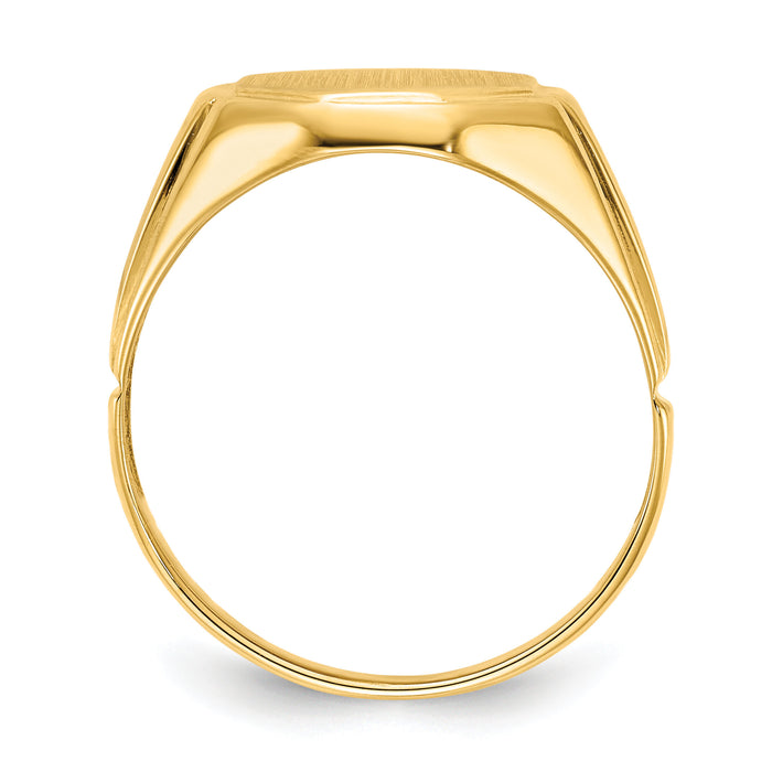 14k 11.5x12.5mm Open Back Diamond Mens Signet Ring Mounting-RS499