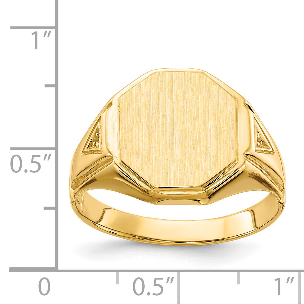 14k 11.5x12.5mm Open Back Diamond Mens Signet Ring Mounting-RS499
