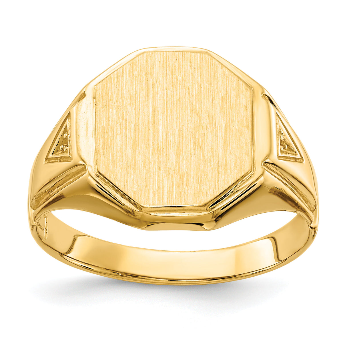 14k 11.5x12.5mm Open Back Diamond Mens Signet Ring Mounting-RS499