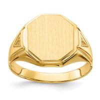 14k 11.5x12.5mm Open Back Diamond Mens Signet Ring Mounting-RS499
